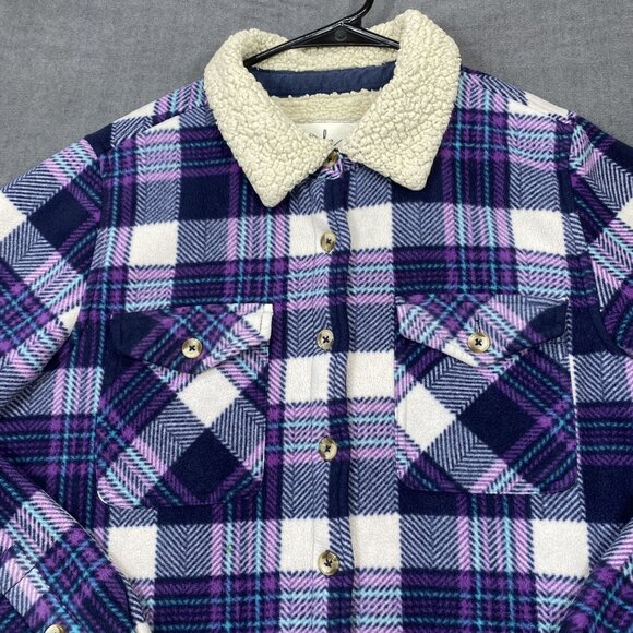Soho Threads Plaid Sherpa-Lined Button-Up Jacket Pockets  Womens Size Medium - Picture 7 of 9